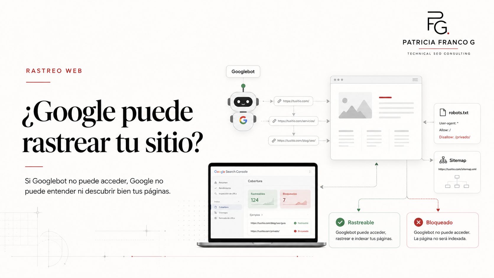Revisión SEO técnica para saber si Google puede rastrear un sitio web correctamente.